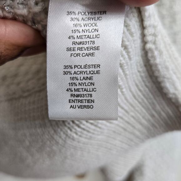 Elie Tahari Womens Chain Embellished Metallic Wool Blend Knit Cardigan Sweater S - Picture 9 of 12